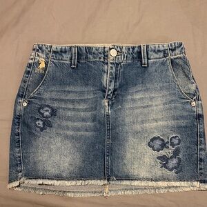 U.S. Polo Assn. Blue Denim Skirt with Floral Design